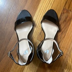 Nordstrom BP Black Patent Sandal w/ Ankle Strap